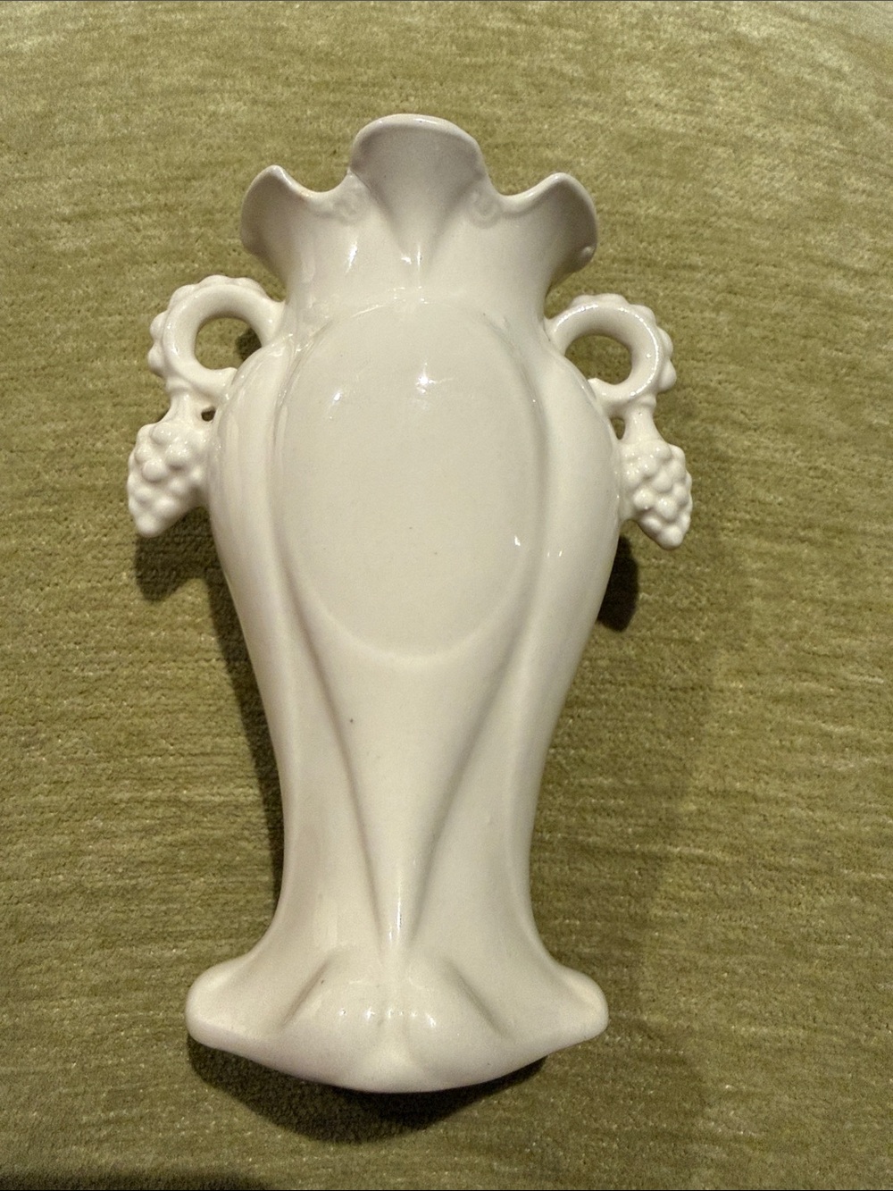 Czech Czecho-Slovakia 5” Porcelain Bud Vase Double Handles Hanging Grapes
